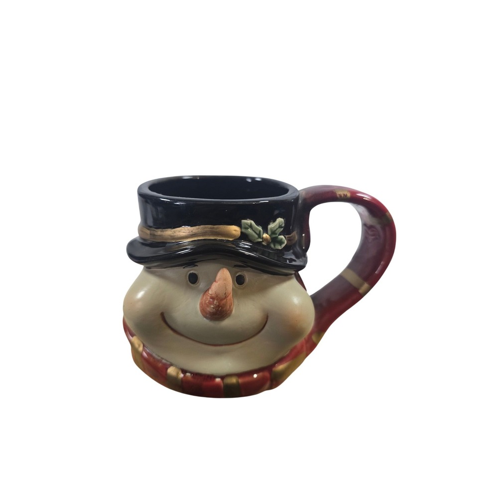 Snowman‎ Holiday Coffee Mug Ceramic Christmas Top Hat Sculpted 3D Character Mug